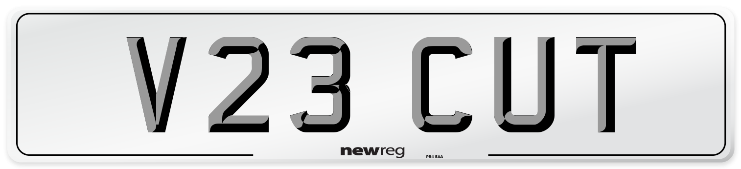 V23 CUT Number Plate from New Reg
